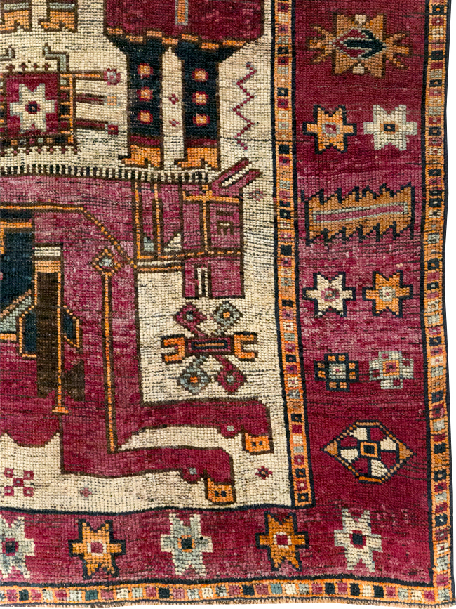 Vintage Persian Bakhtiari Pictorial Rug, No.28370 - Gsblank