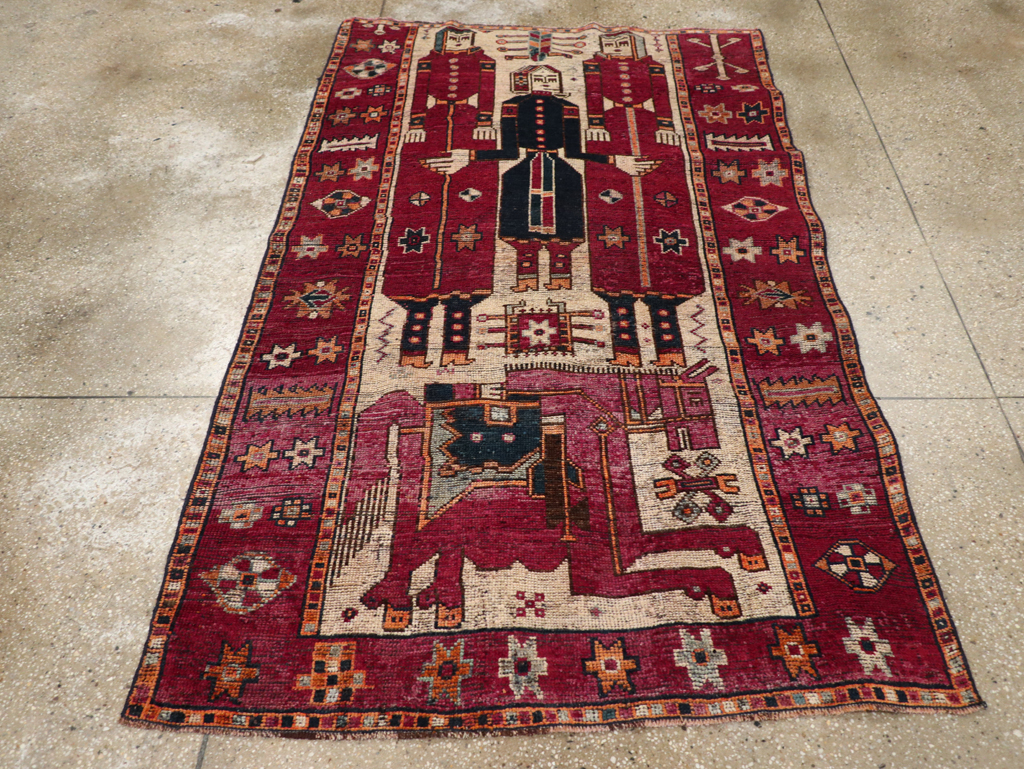 Vintage Persian Bakhtiari Pictorial Rug, No.28370 - Gsblank