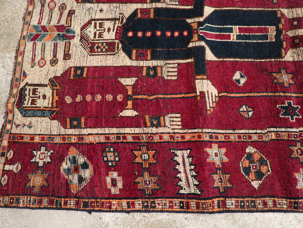 Vintage Persian Bakhtiari Pictorial Rug, No.28370 - Gsblank