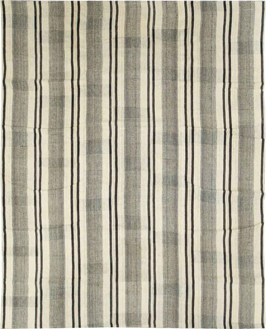 Vintage Persian Flatweave Kilim Room Size Carpet, No.28375 - Gsblank