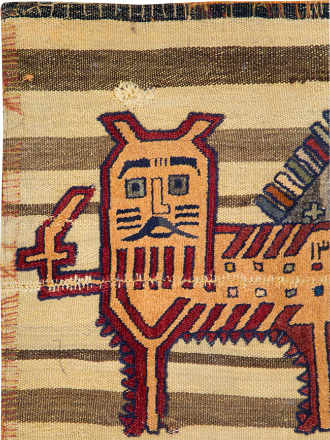 Vintage Persian Pictorial Souf Flatweave Kilim Throw Rug, No.28412 - Gsblank