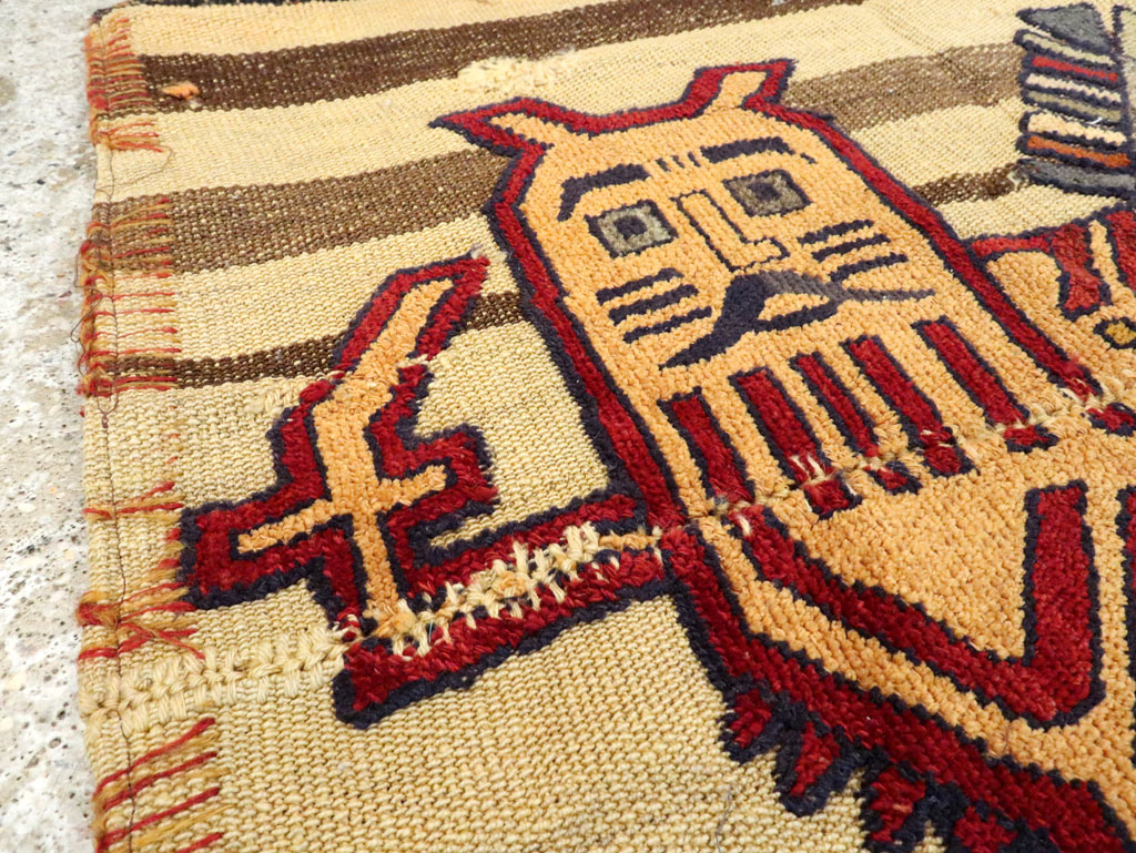 Vintage Persian Pictorial Souf Flatweave Kilim Throw Rug, No.28412 - Gsblank