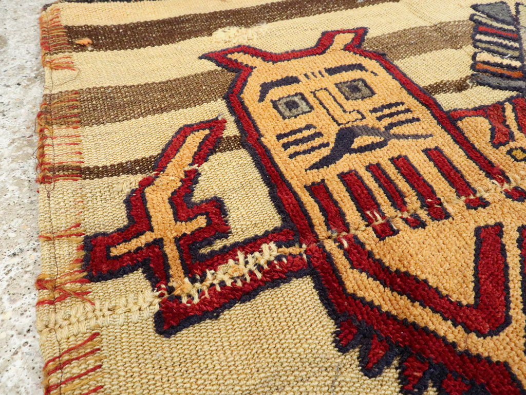 Vintage Persian Pictorial Souf Flatweave Kilim Throw Rug, No.28412 - Gsblank