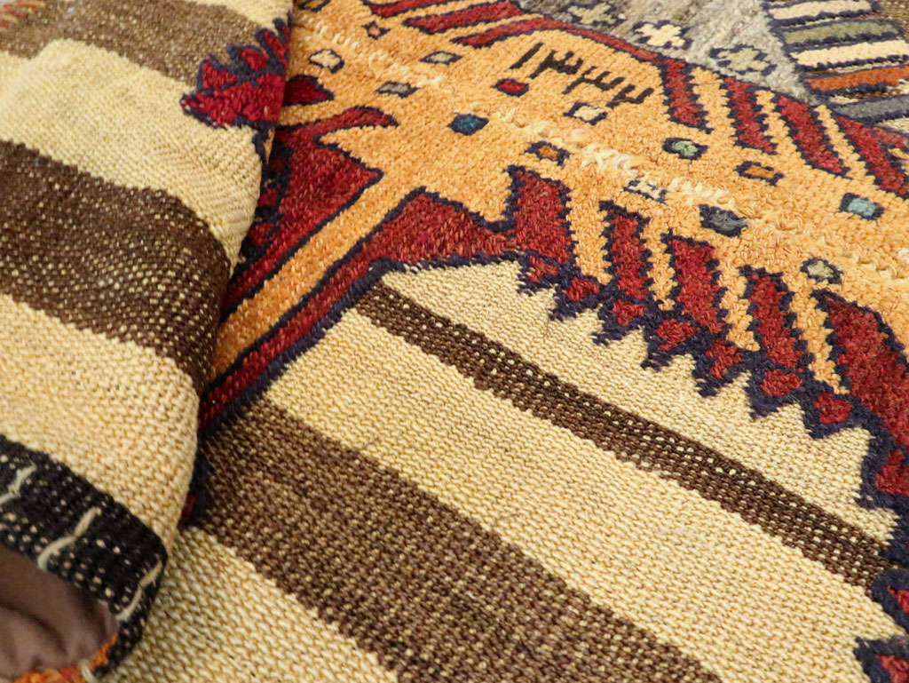 Vintage Persian Pictorial Souf Flatweave Kilim Throw Rug, No.28412 - Gsblank