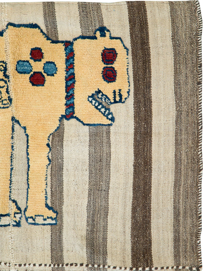 Vintage Persian Pictorial Souf Flatweave Kilim Throw Rug, No.28415 - Gsblank