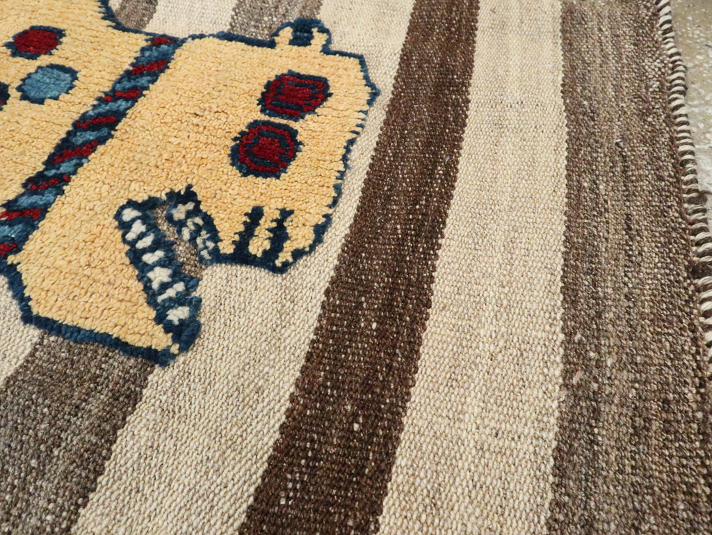 Vintage Persian Pictorial Souf Flatweave Kilim Throw Rug, No.28415 - Gsblank