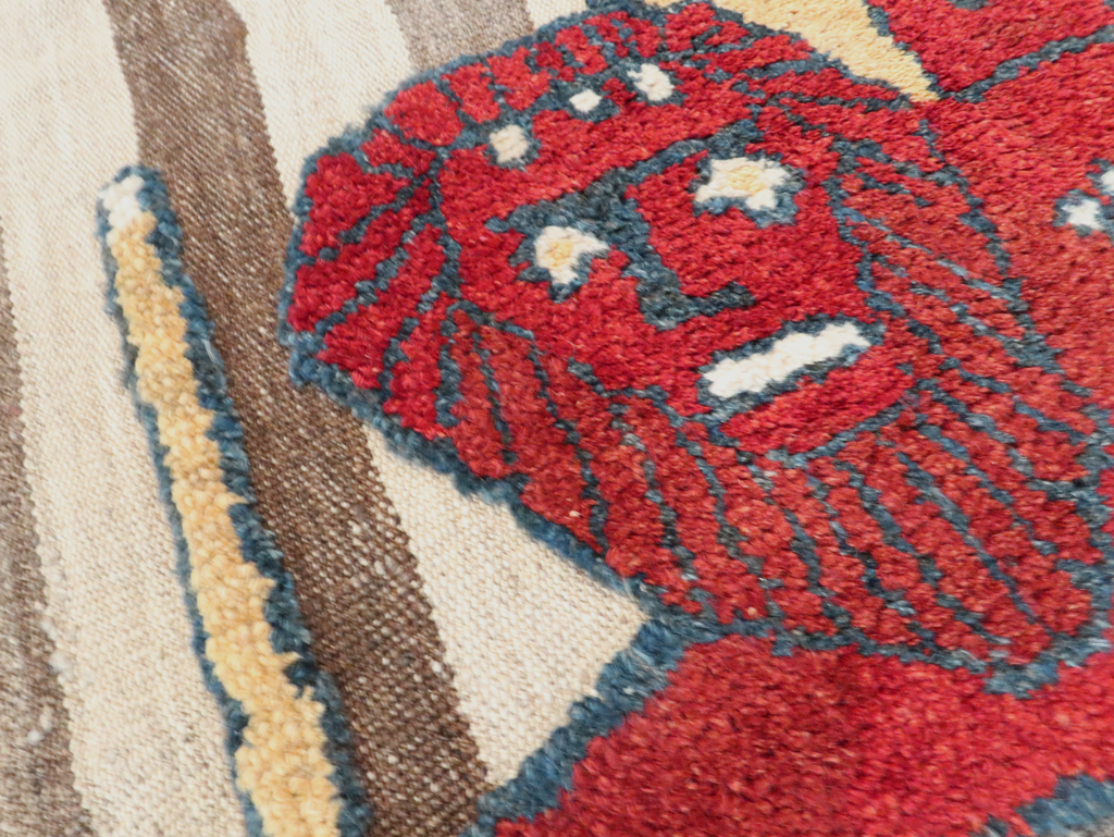 Vintage Persian Pictorial Souf Flatweave Kilim Throw Rug, No.28416 - Gsblank