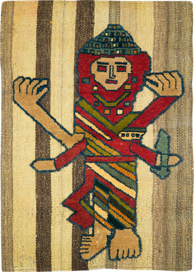 Vintage Persian Pictorial Souf Flatweave Kilim Throw Rug, No.28417 - Gsblank