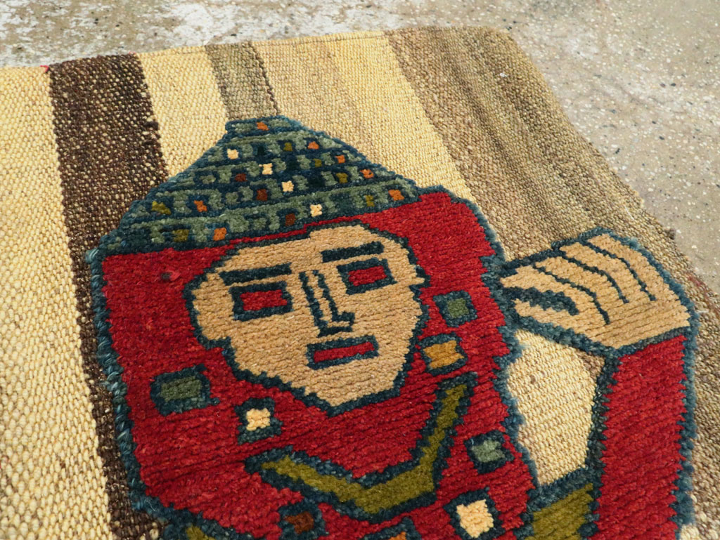 Vintage Persian Pictorial Souf Flatweave Kilim Throw Rug, No.28417 - Gsblank