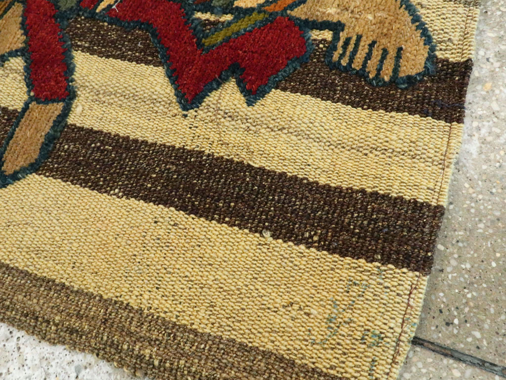 Vintage Persian Pictorial Souf Flatweave Kilim Throw Rug, No.28417 - Gsblank