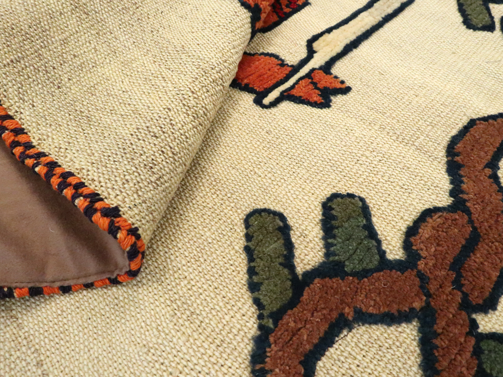 Vintage Persian Pictorial Souf Flatweave Kilim Throw Rug, No.28419 - Gsblank