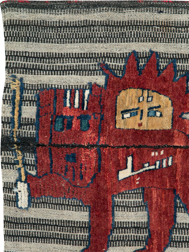 Vintage Persian Pictorial Souf Flatweave Kilim Throw Rug, No.28420 - Gsblank