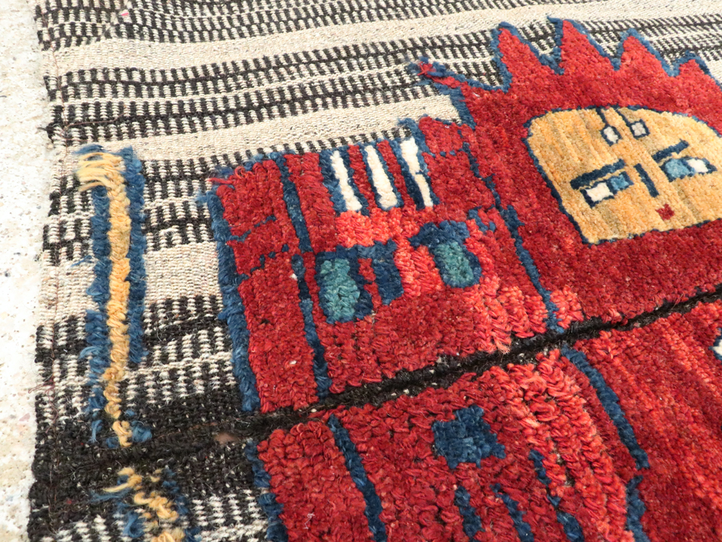 Vintage Persian Pictorial Souf Flatweave Kilim Throw Rug, No.28420 - Gsblank