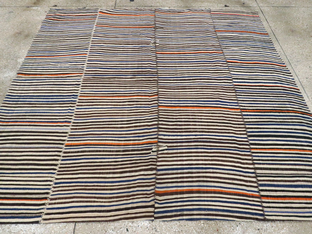 Vintage Persian Flatweave Kilim Square Accent Carpet, No.28421 - Gsblank