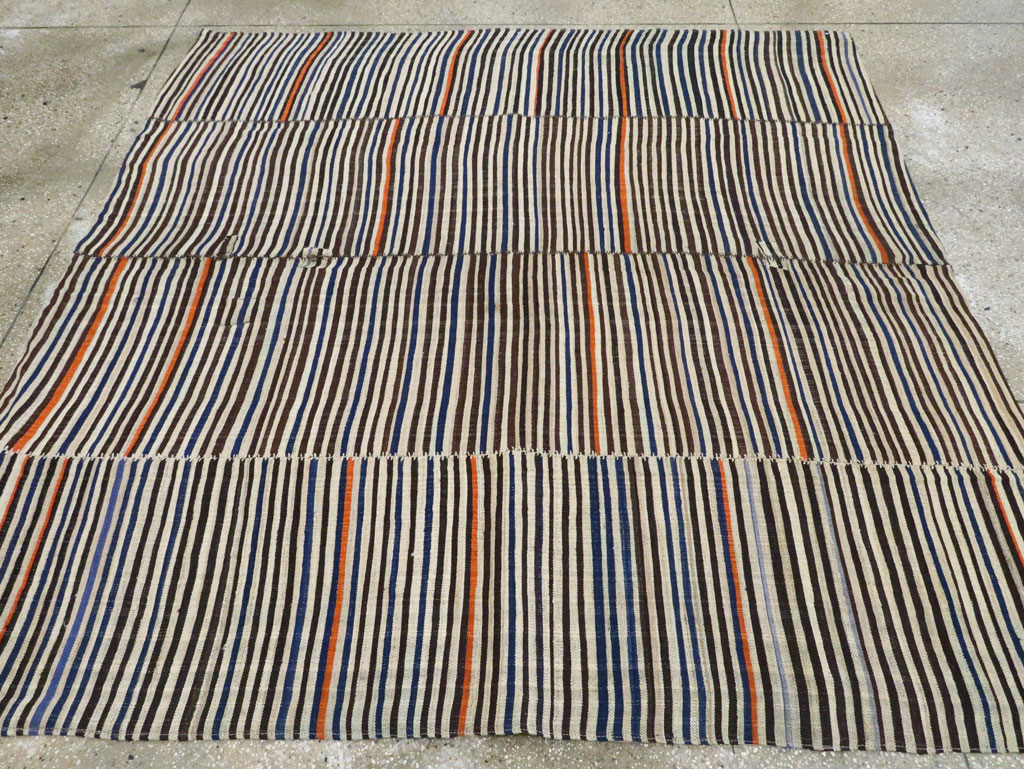 Vintage Persian Flatweave Kilim Square Accent Carpet, No.28421 - Gsblank