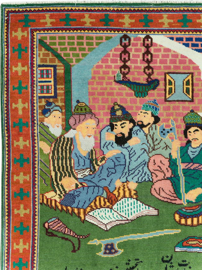 Vintage Persian Tabriz Pictorial Rug, No.28431 - Gsblank