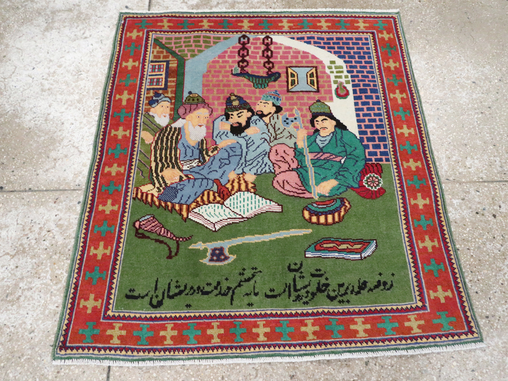 Vintage Persian Tabriz Pictorial Rug, No.28431 - Gsblank