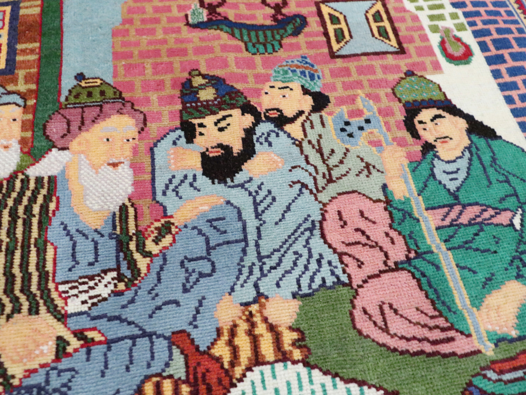 Vintage Persian Tabriz Pictorial Rug, No.28431 - Gsblank