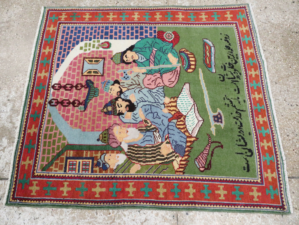 Vintage Persian Tabriz Pictorial Rug, No.28431 - Gsblank