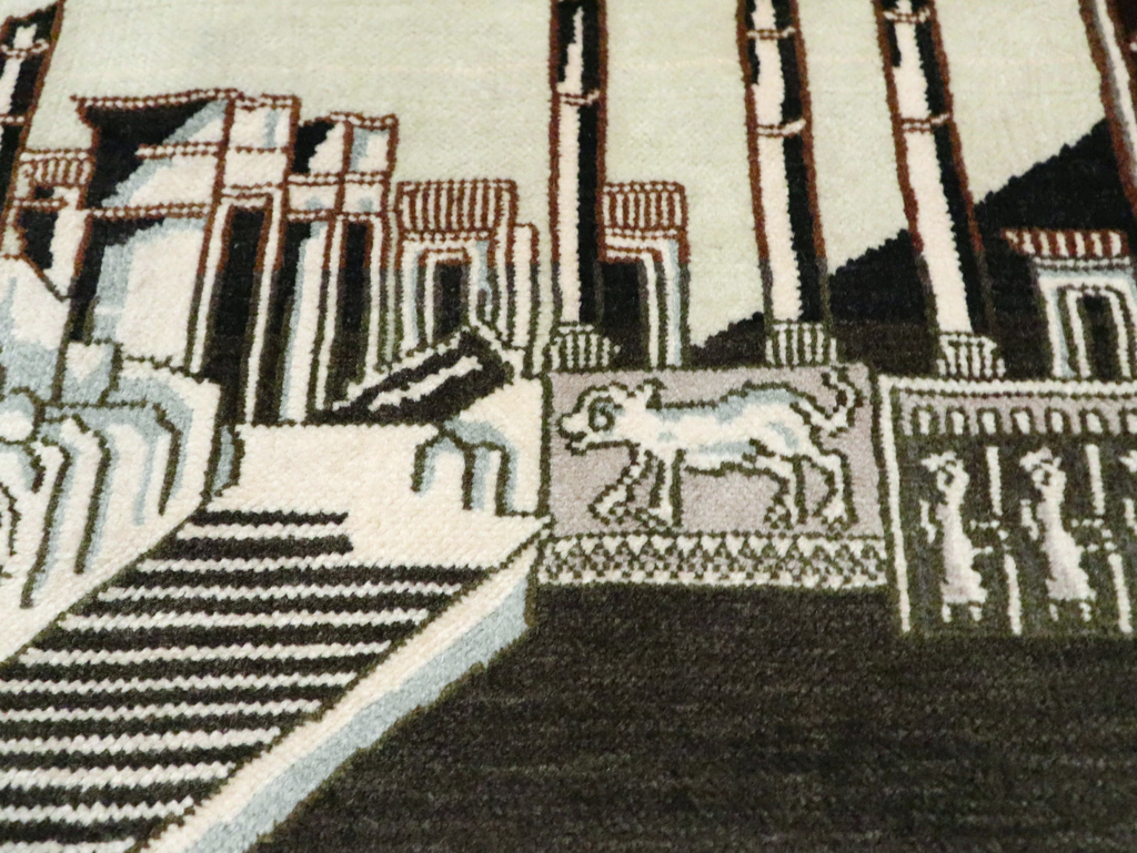 Vintage Persian Tabriz Pictorial Rug, No.28438 - Gsblank