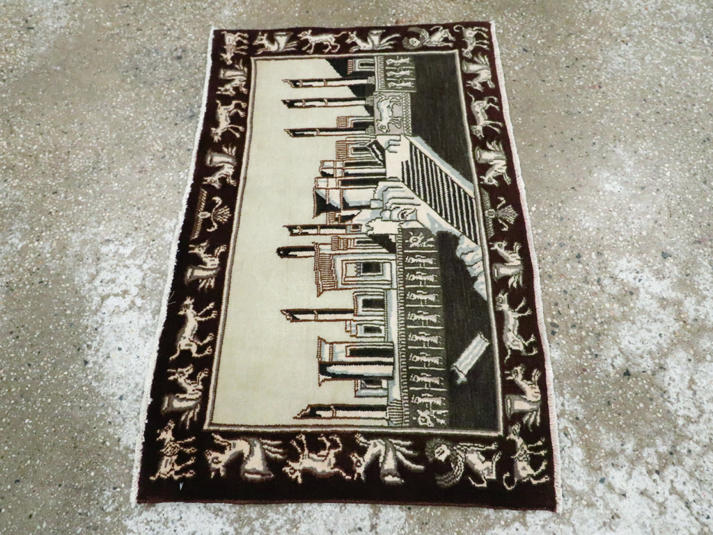 Vintage Persian Tabriz Pictorial Rug, No.28438 - Gsblank