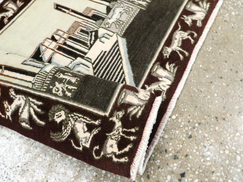 Vintage Persian Tabriz Pictorial Rug, No.28438 - Gsblank