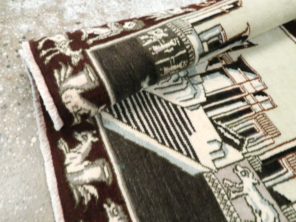 Vintage Persian Tabriz Pictorial Rug, No.28438 - Gsblank