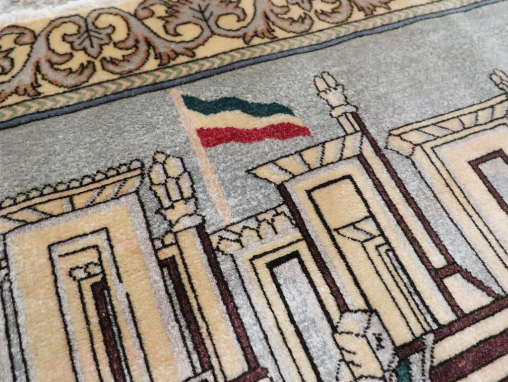 Vintage Persian Tabriz Pictorial Rug, No.28439 - Gsblank