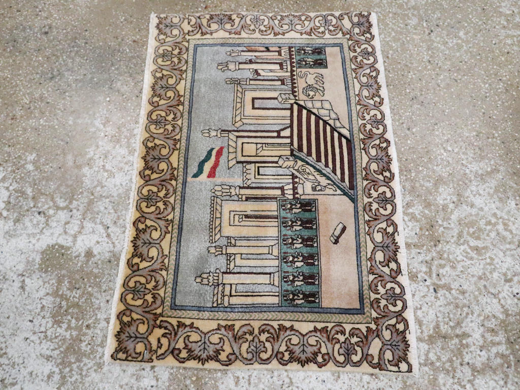 Vintage Persian Tabriz Pictorial Rug, No.28439 - Gsblank