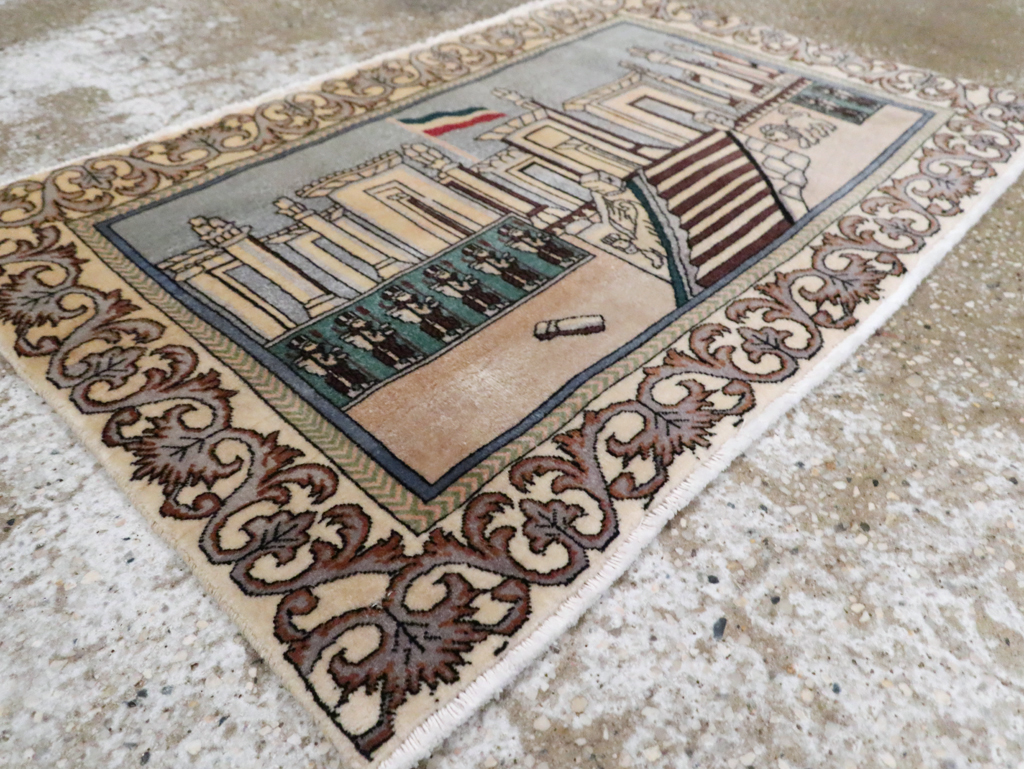 Vintage Persian Tabriz Pictorial Rug, No.28439 - Gsblank