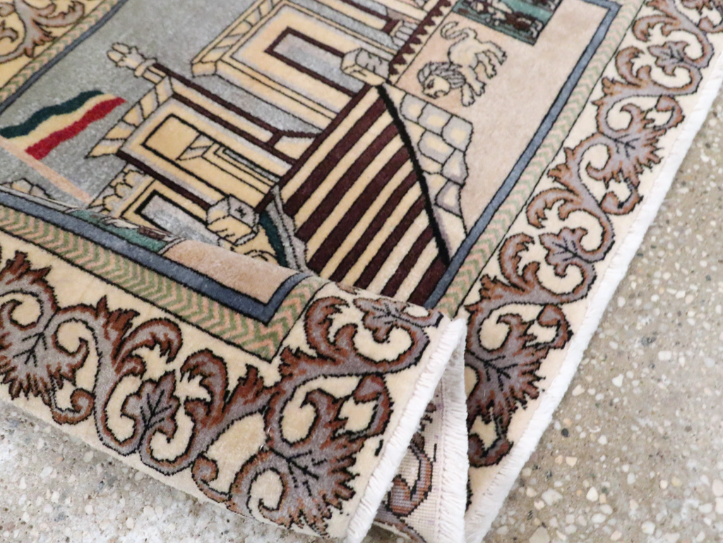 Vintage Persian Tabriz Pictorial Rug, No.28439 - Gsblank