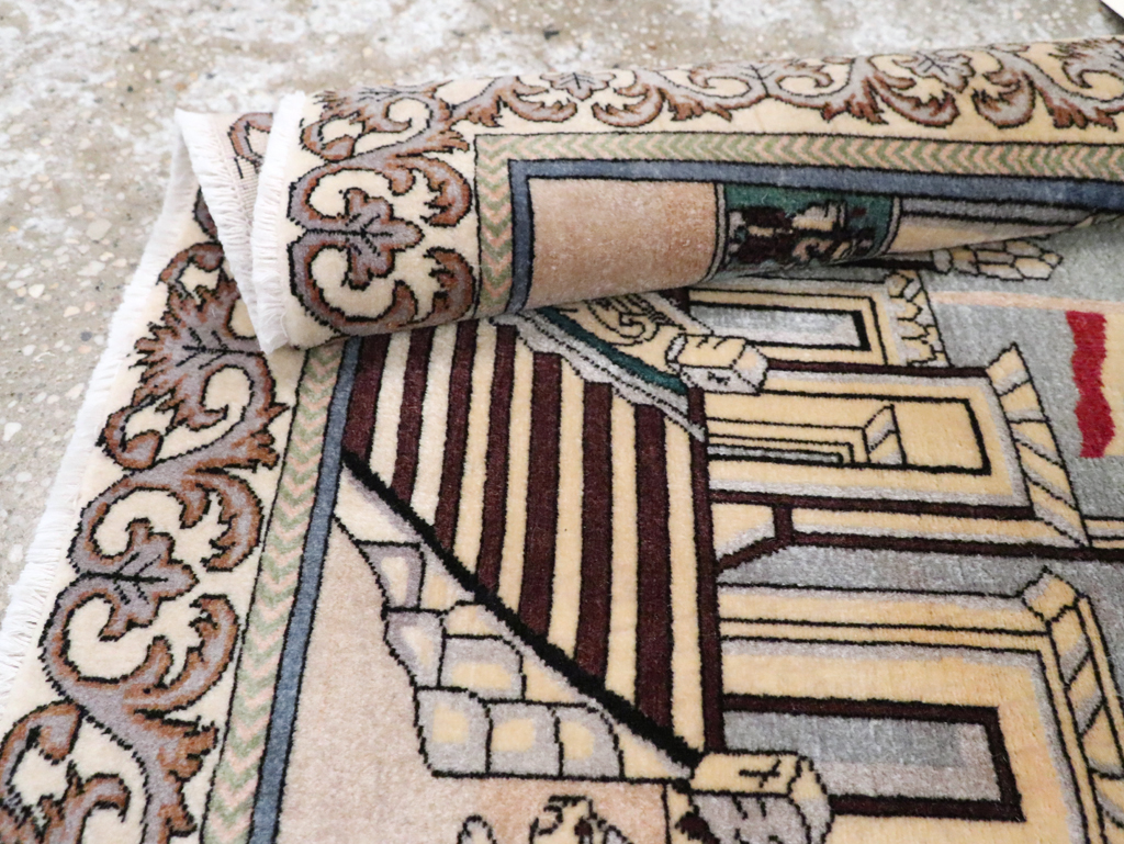 Vintage Persian Tabriz Pictorial Rug, No.28439 - Gsblank