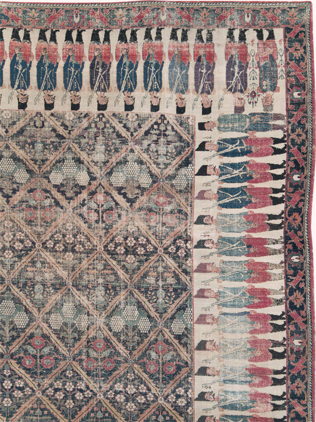 19th Century Antique Persian Joshegan Pictorial Large Carpet, No.28464 - Gsblank