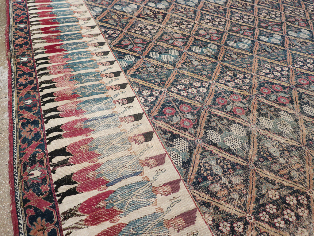 19th Century Antique Persian Joshegan Pictorial Large Carpet, No.28464 - Gsblank