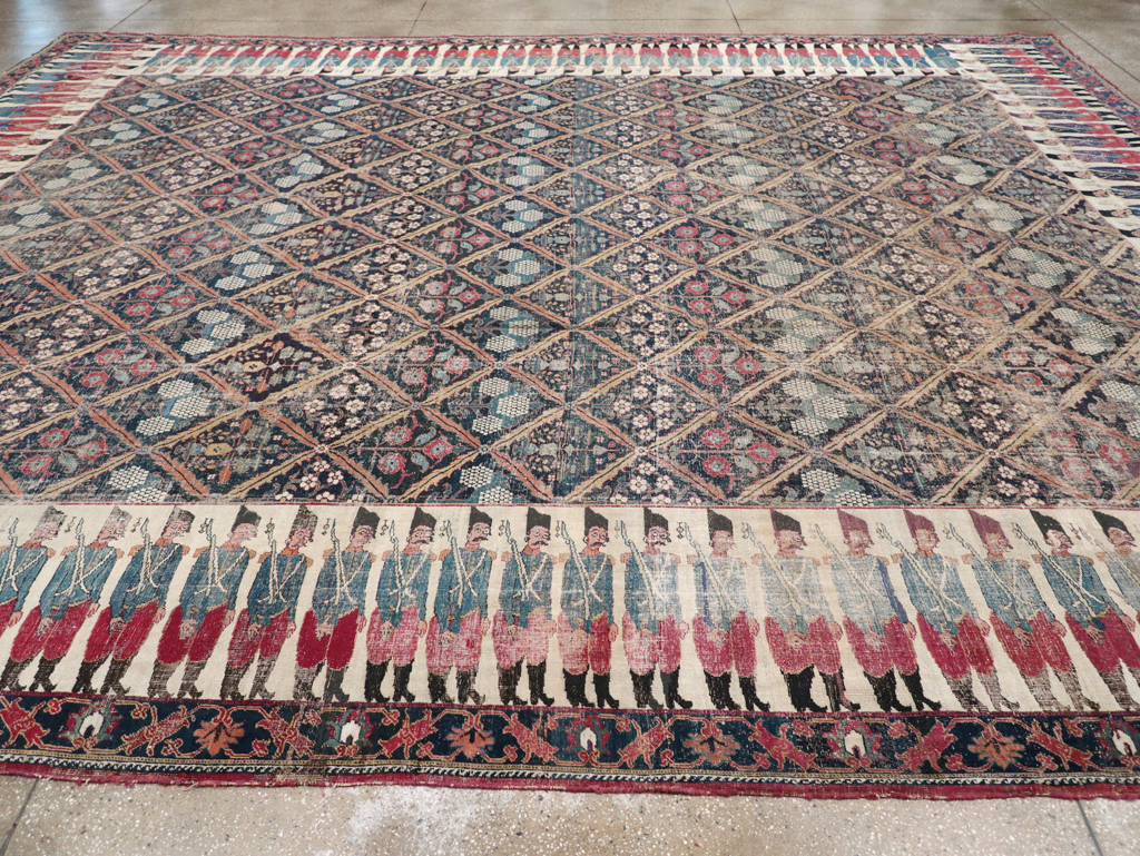 19th Century Antique Persian Joshegan Pictorial Large Carpet, No.28464 - Gsblank