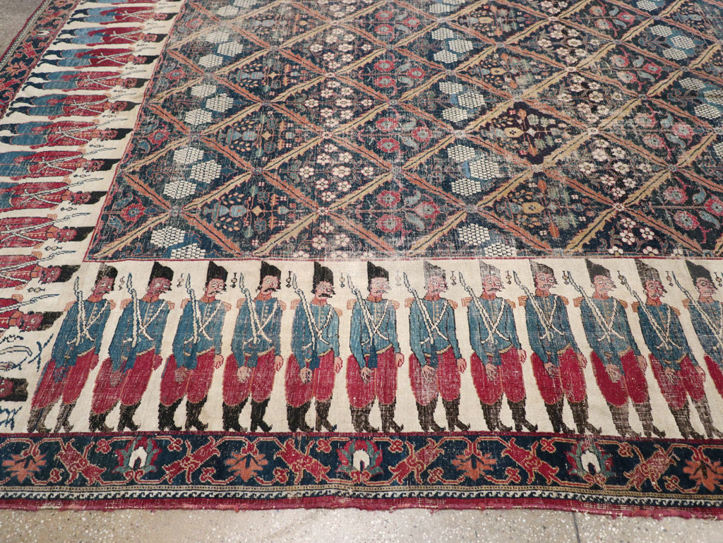 19th Century Antique Persian Joshegan Pictorial Large Carpet, No.28464 - Gsblank