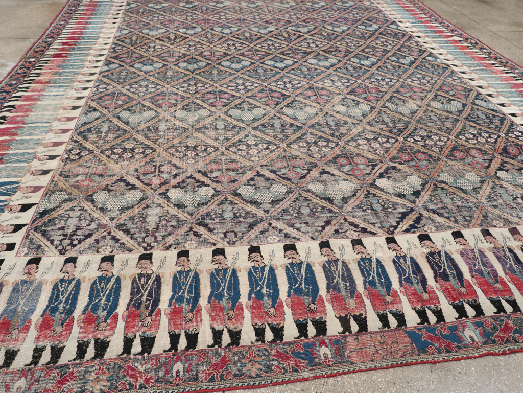 19th Century Antique Persian Joshegan Pictorial Large Carpet, No.28464 - Gsblank