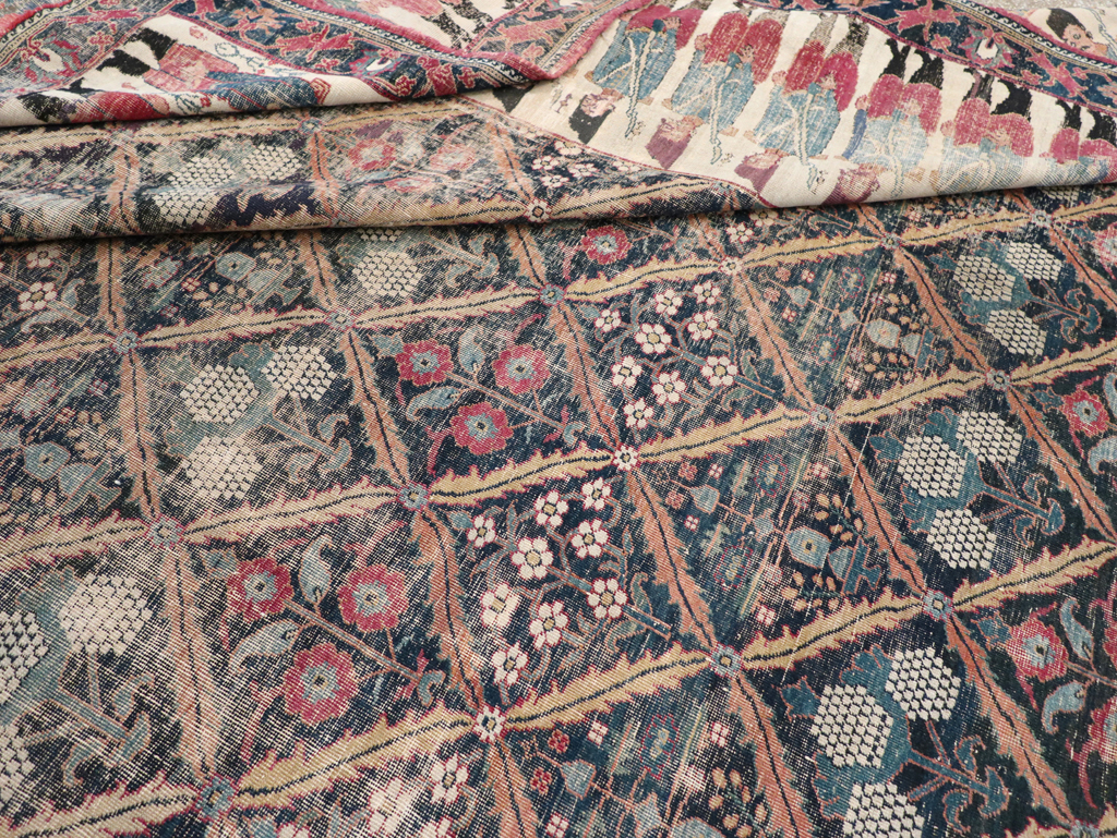 19th Century Antique Persian Joshegan Pictorial Large Carpet, No.28464 - Gsblank