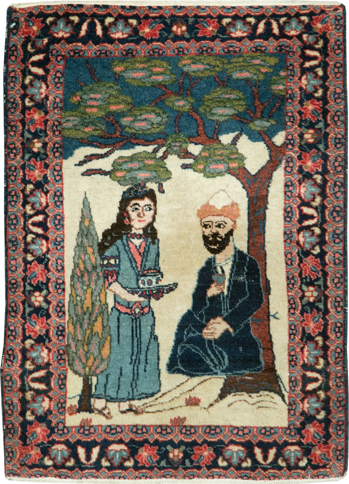 Antique Persian Tabriz Pictorial Rug, No.28475 - Gsblank