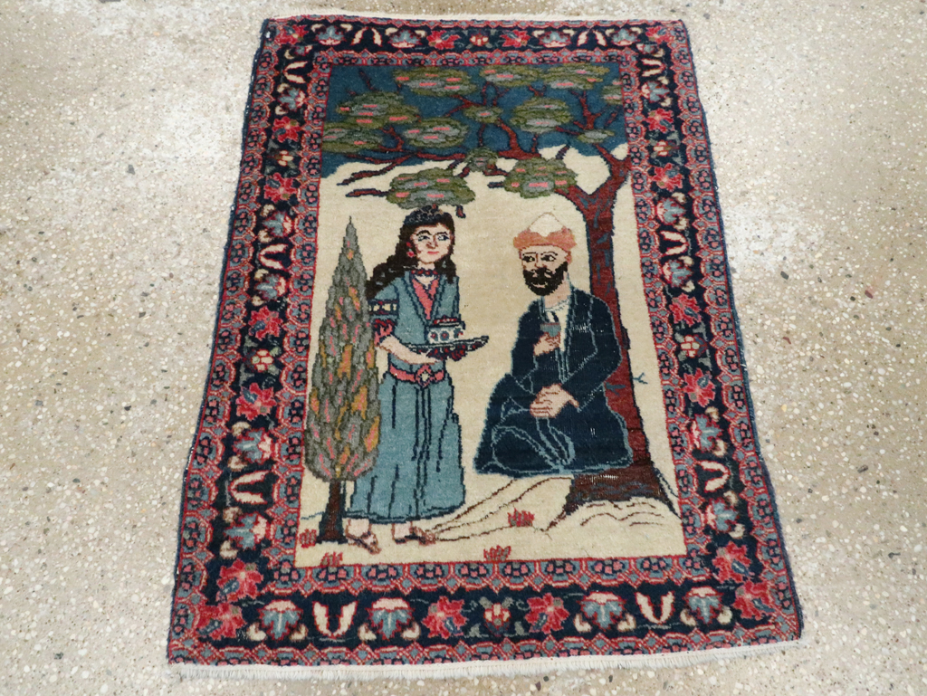 Antique Persian Tabriz Pictorial Rug, No.28475 - Gsblank