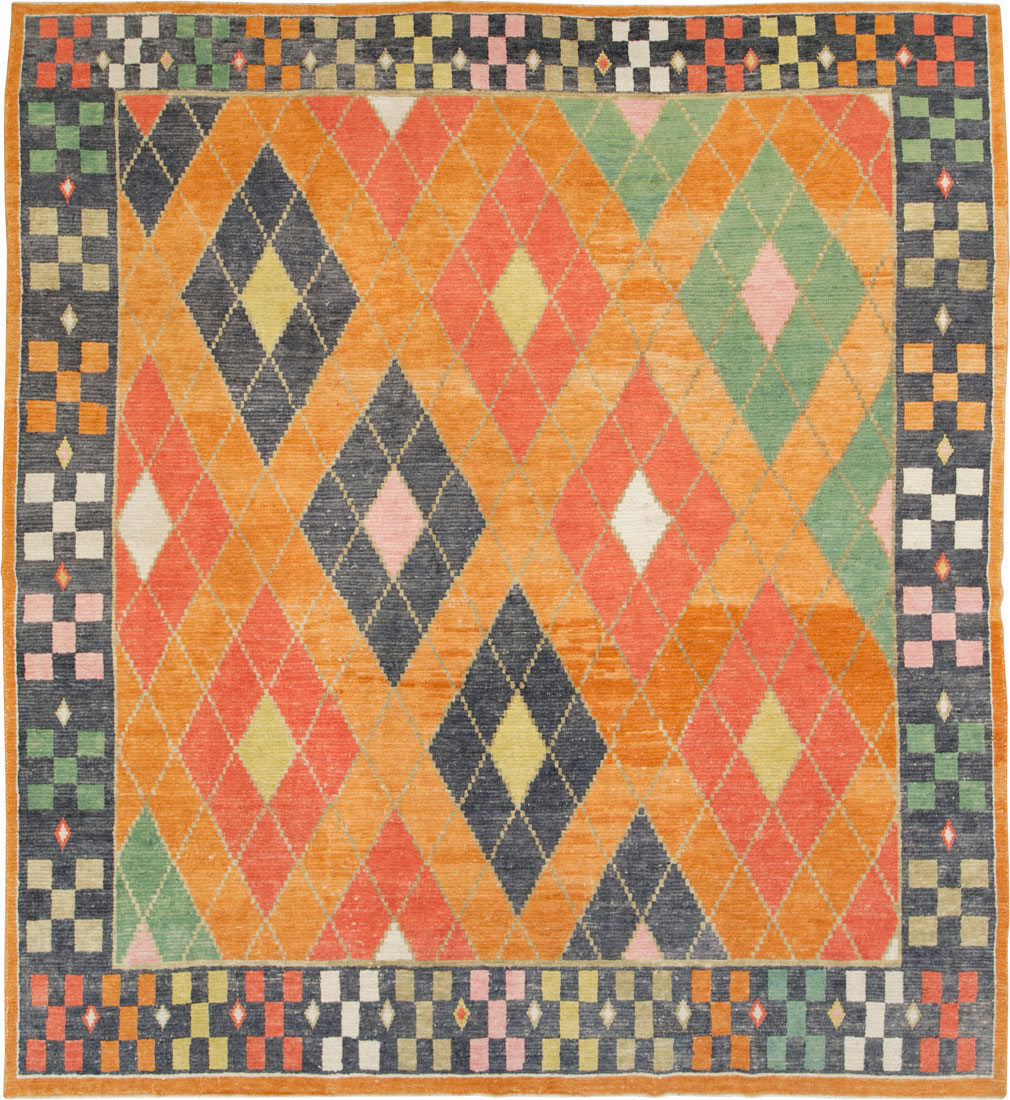 Contemporary Square Turkish Tulu Large Room Size Carpet, No.28485 - Gsblank