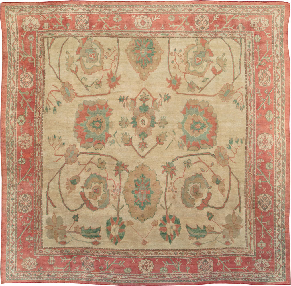 Antique Turkish Oushak Large Square Carpet, No.28496 - Gsblank