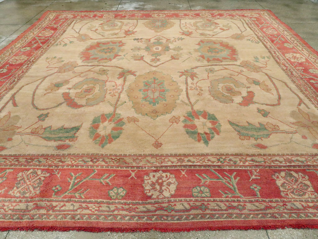 Antique Turkish Oushak Large Square Carpet, No.28496 - Gsblank
