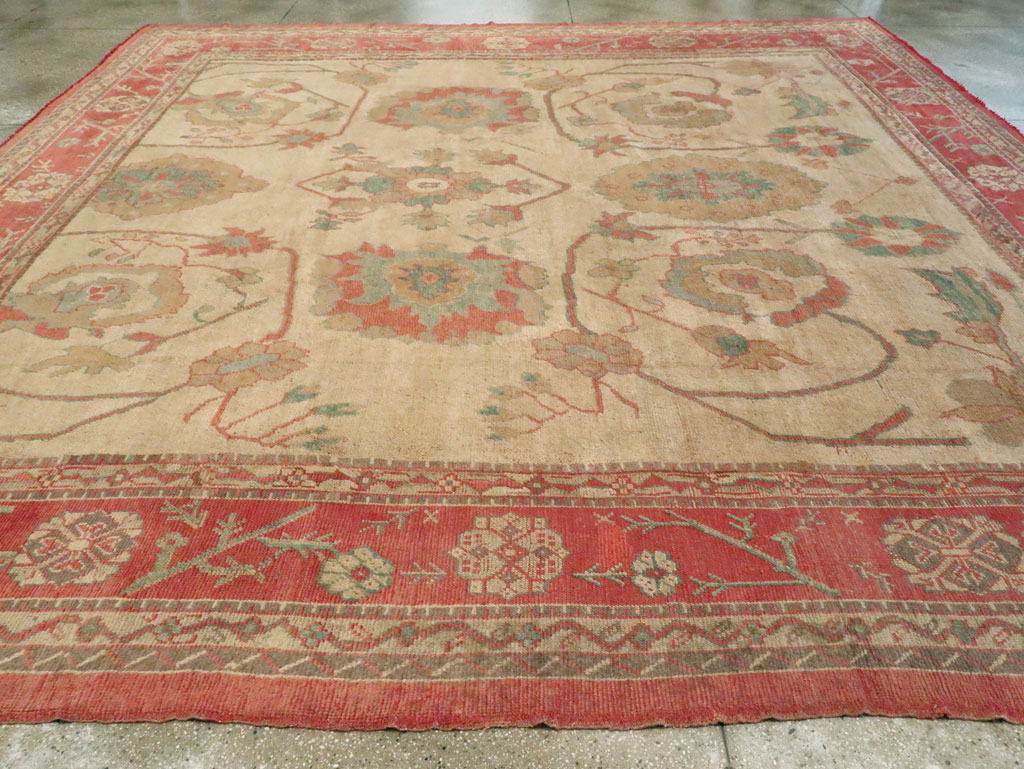 Antique Turkish Oushak Large Square Carpet, No.28496 - Gsblank