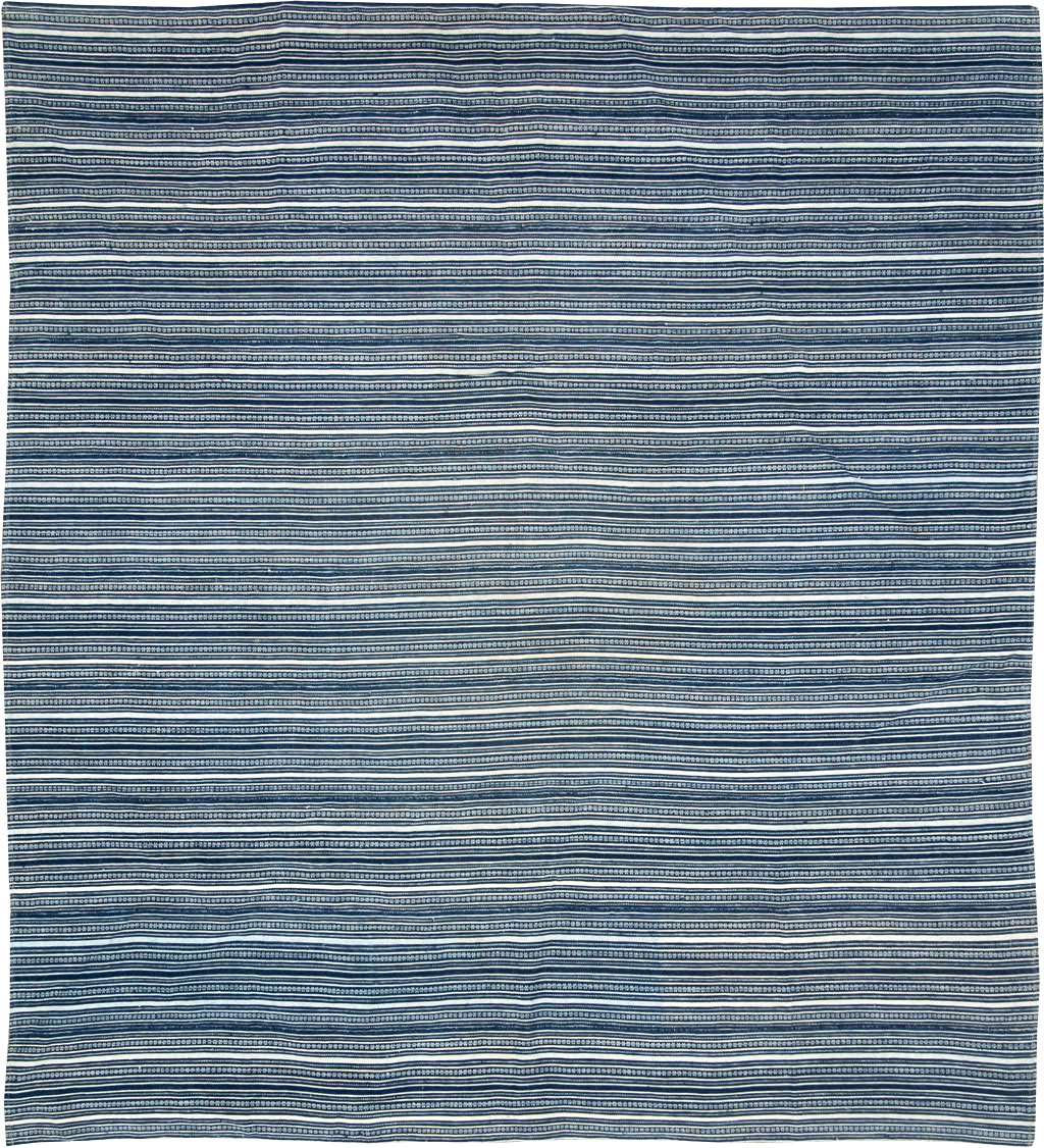 Vintage Persian Flatweave Kilim Square Accent Carpet, No.28506 - Gsblank