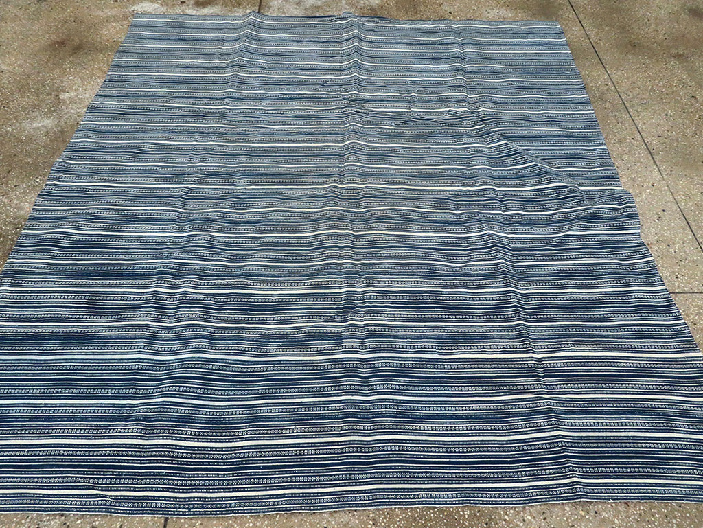 Vintage Persian Flatweave Kilim Square Accent Carpet, No.28506 - Gsblank