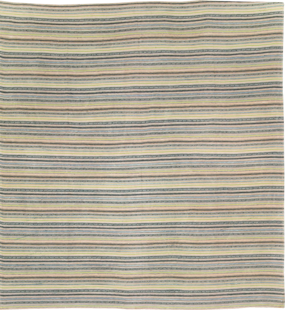 Vintage Persian Flatweave Kilim Square Accent Carpet, No.28512 - Gsblank