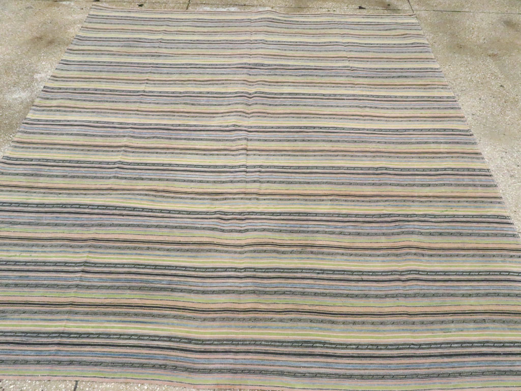 Vintage Persian Flatweave Kilim Square Accent Carpet, No.28512 - Gsblank