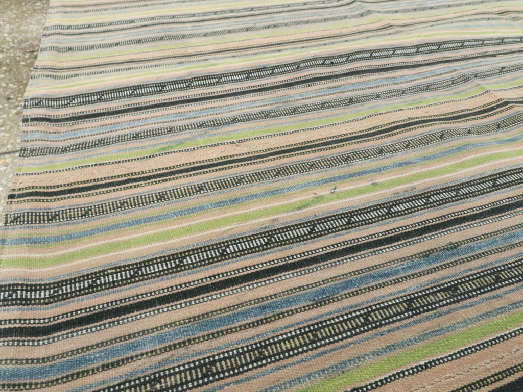 Vintage Persian Flatweave Kilim Square Accent Carpet, No.28512 - Gsblank