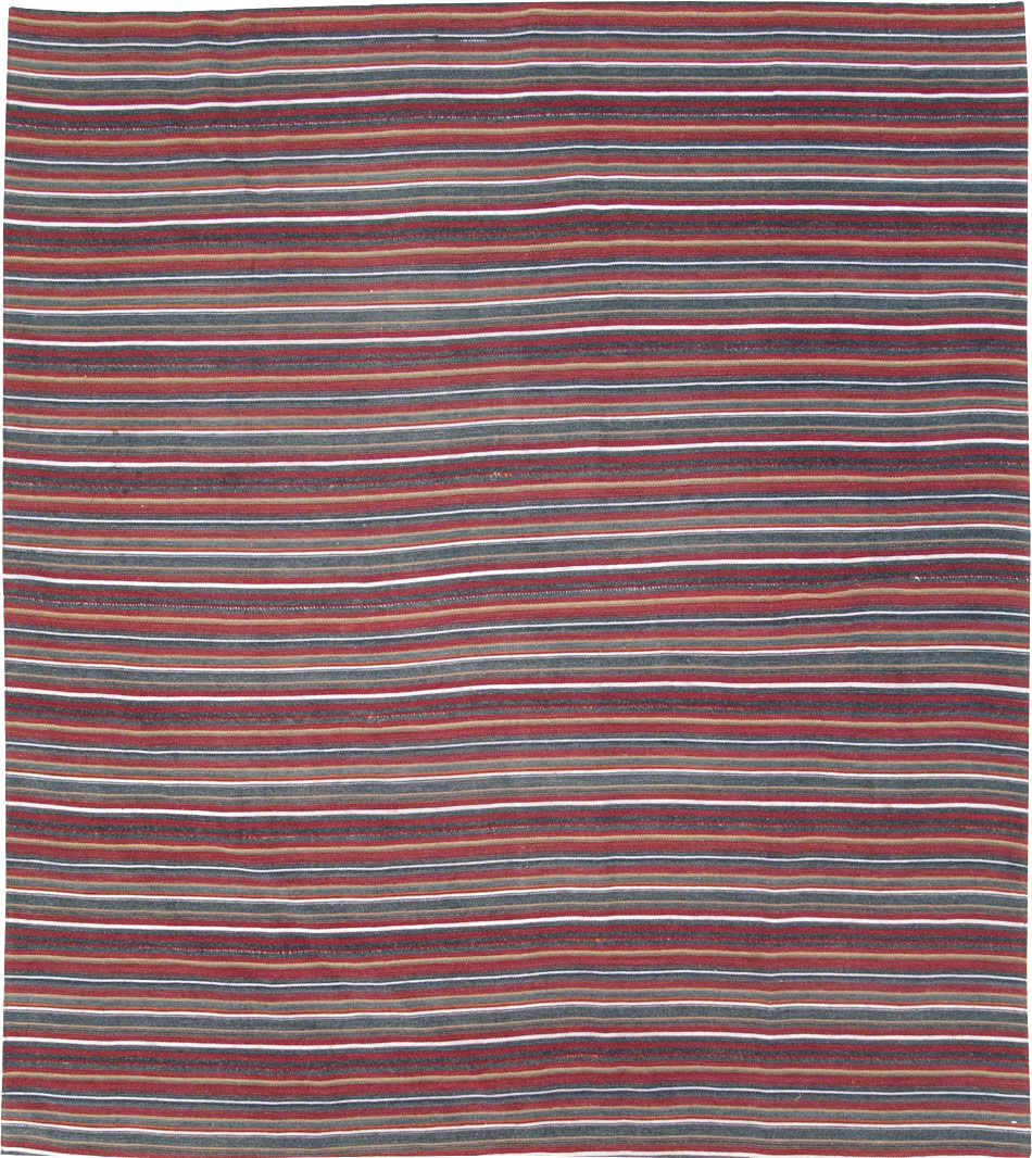 Vintage Persian Flatweave Kilim Square Accent Carpet, No.28515 - Gsblank